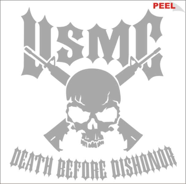 USMC "DEATH BEFORE  DISHONOR" White Vinyl Transfer 12"